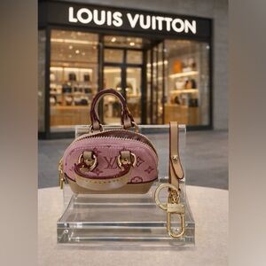 Cute, Luxury Pink and Brown Keychain Mini Bag/ bag charm- comes with LV box- New
